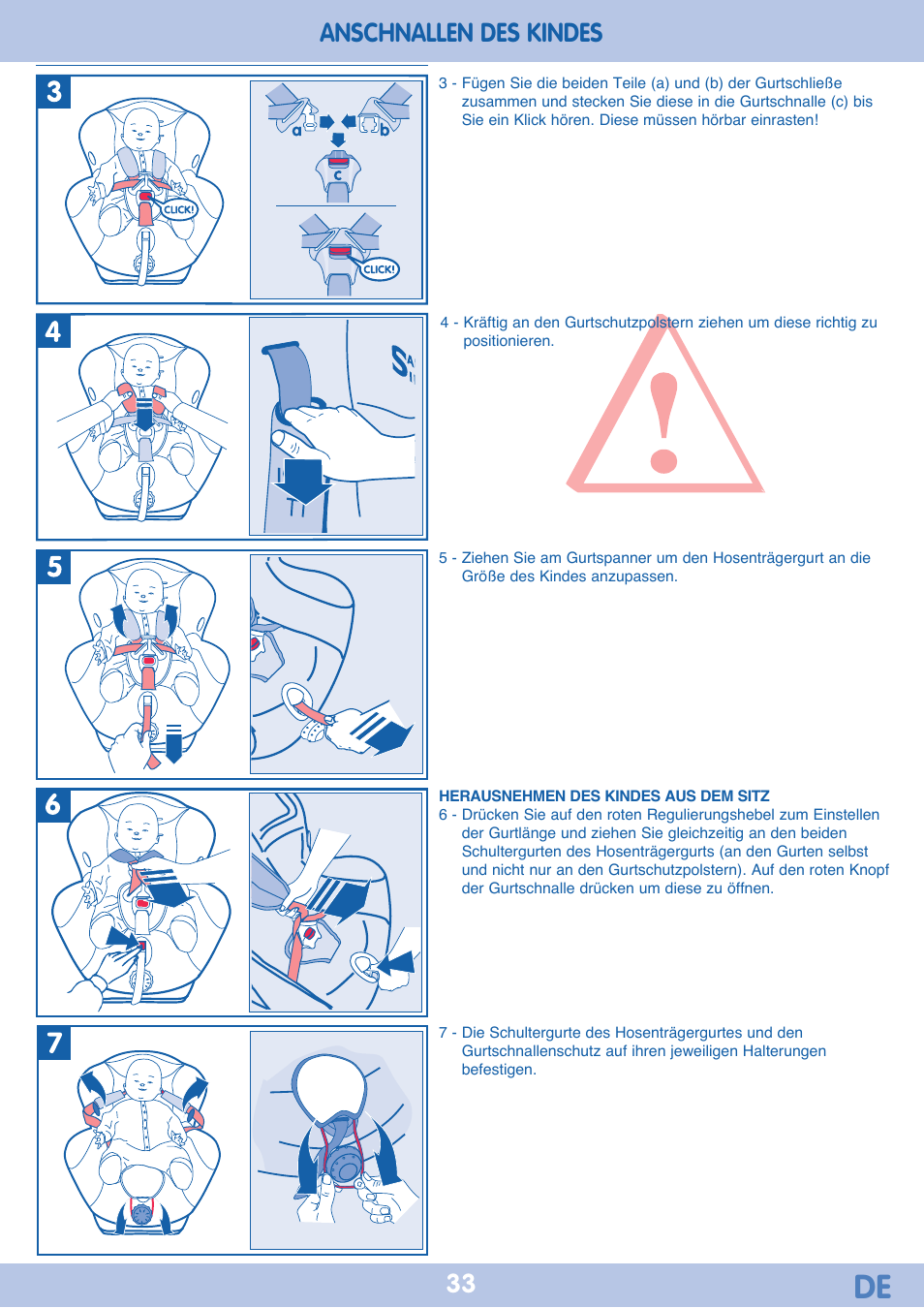 Anschnallen des kindes | Bebe Confort Iseos IsoFix User Manual | Page 33 / 40