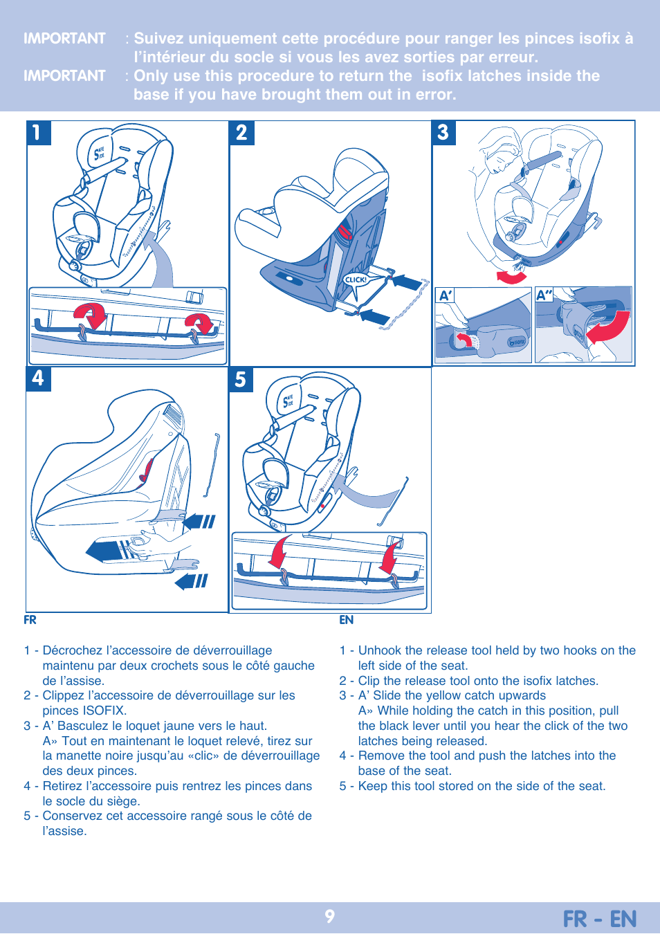 Fr - en | Bebe Confort Iseos IsoFix User Manual | Page 9 / 40