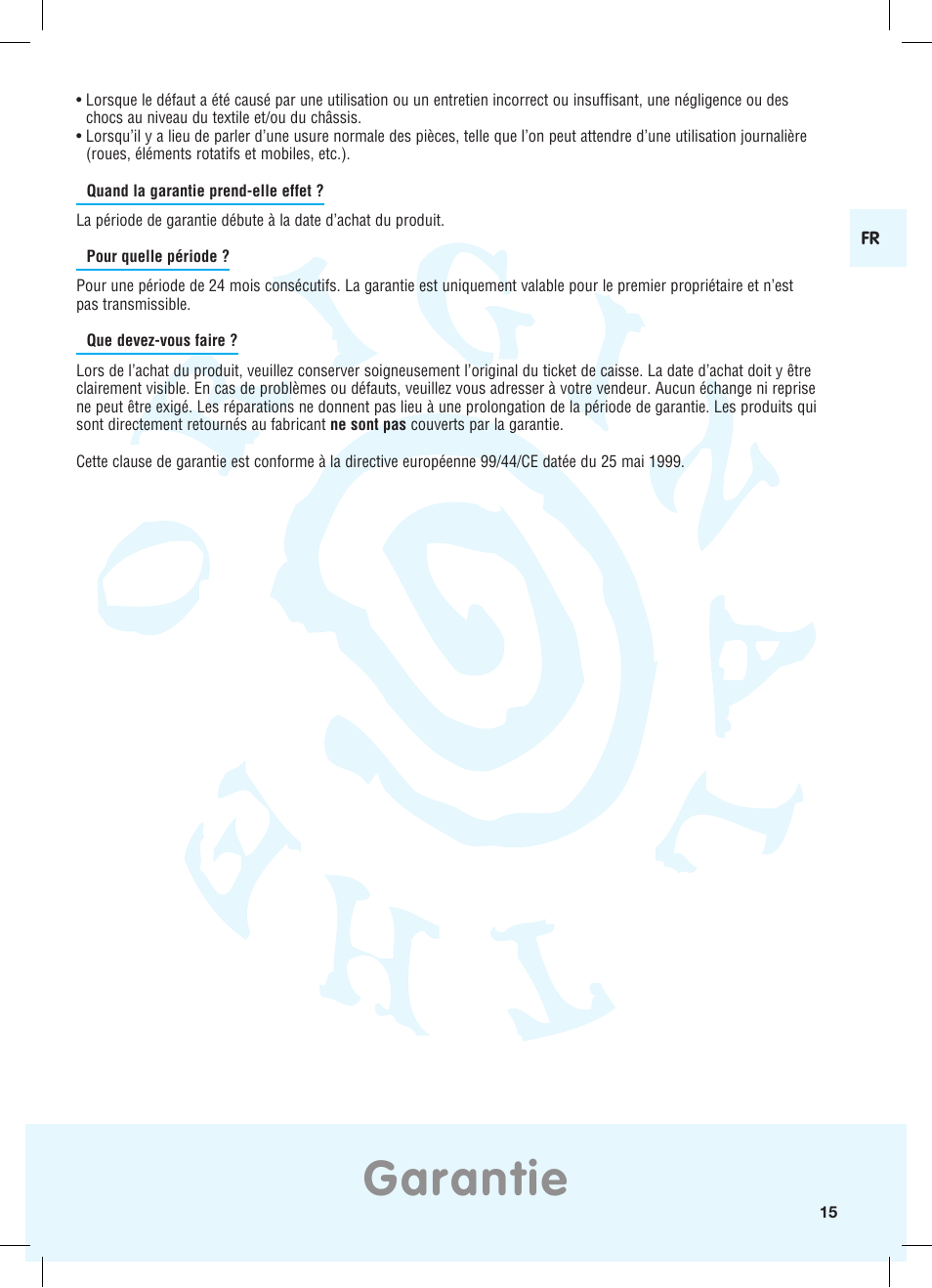 Garantie | Bebe Confort Priori SPS User Manual | Page 11 / 38
