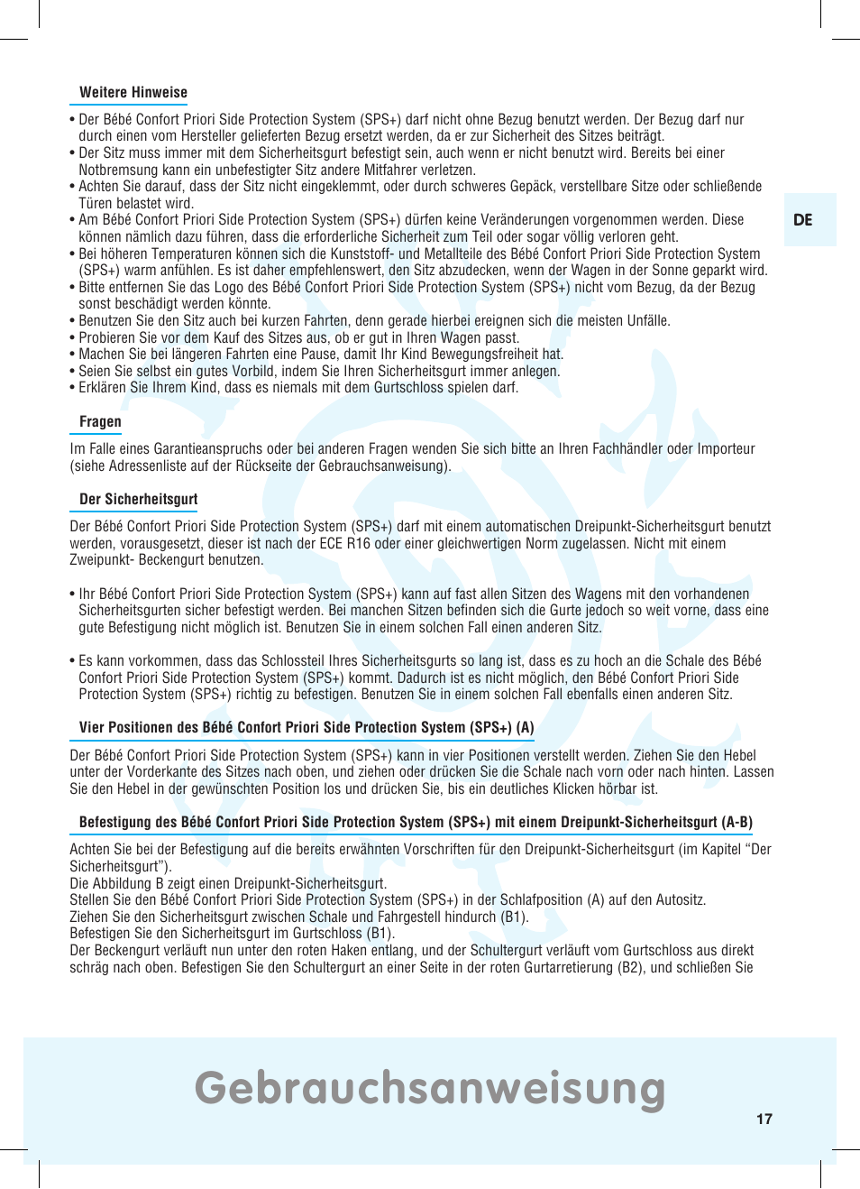 Gebrauchsanweisung | Bebe Confort Priori SPS User Manual | Page 13 / 38
