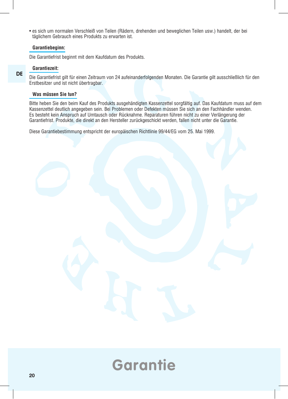 Garantie | Bebe Confort Priori SPS User Manual | Page 16 / 38