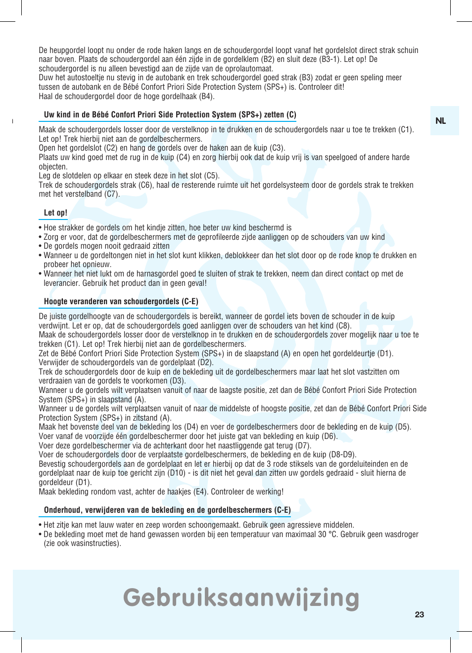 Gebruiksaanwijzing | Bebe Confort Priori SPS User Manual | Page 19 / 38