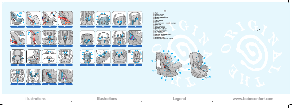 Illustrations, Legend, C2 c5 | C3 c6, D6 d9, D7 d10, B2 c3 d10 | Bebe Confort Priori SPS User Manual | Page 2 / 38