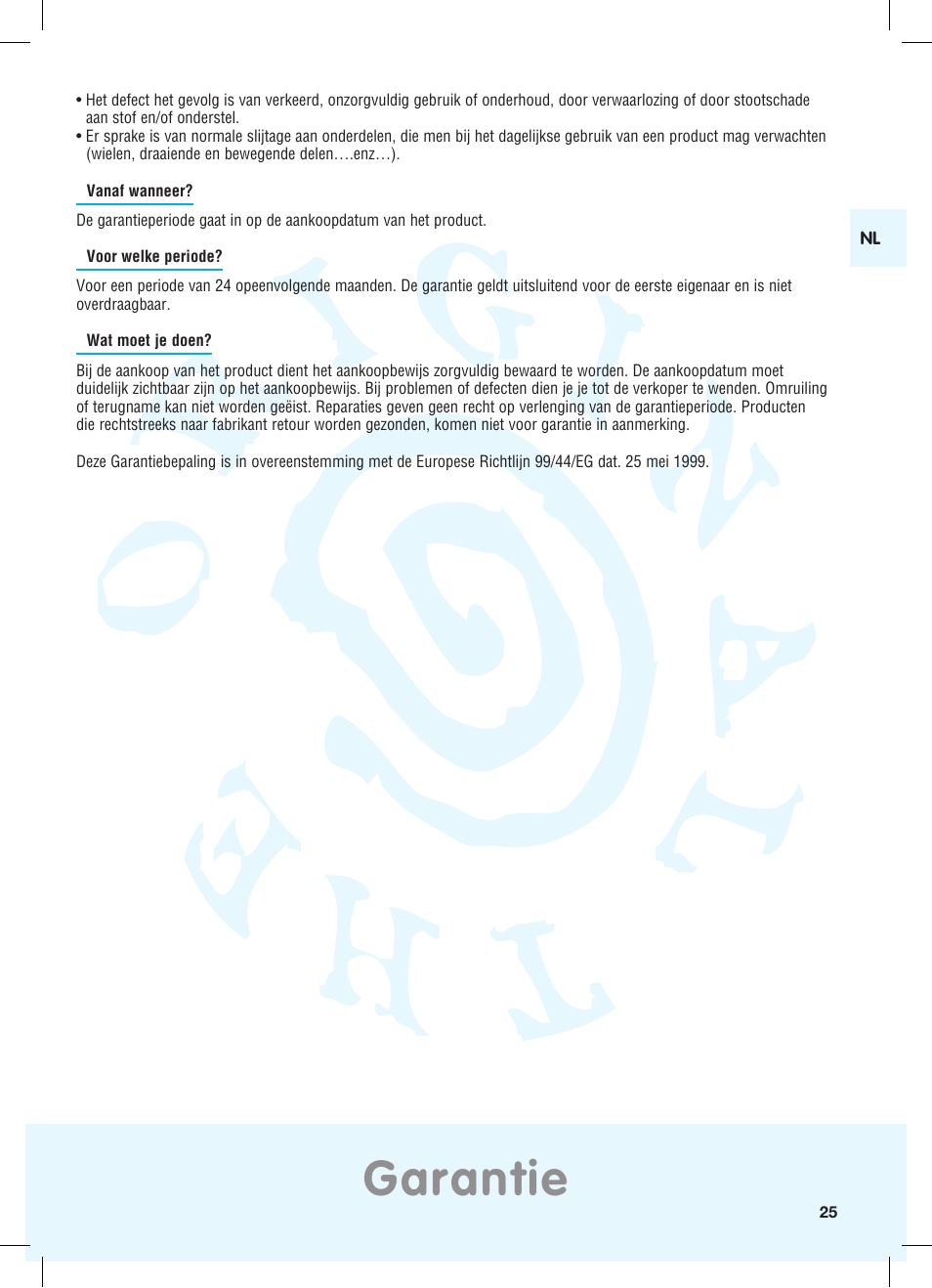 Garantie | Bebe Confort Priori SPS User Manual | Page 21 / 38
