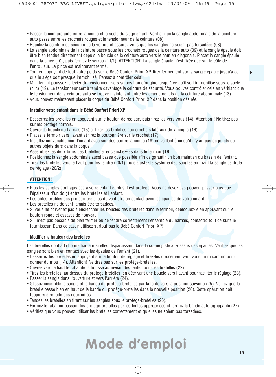 Mode d’emploi | Bebe Confort Priori XP User Manual | Page 11 / 42