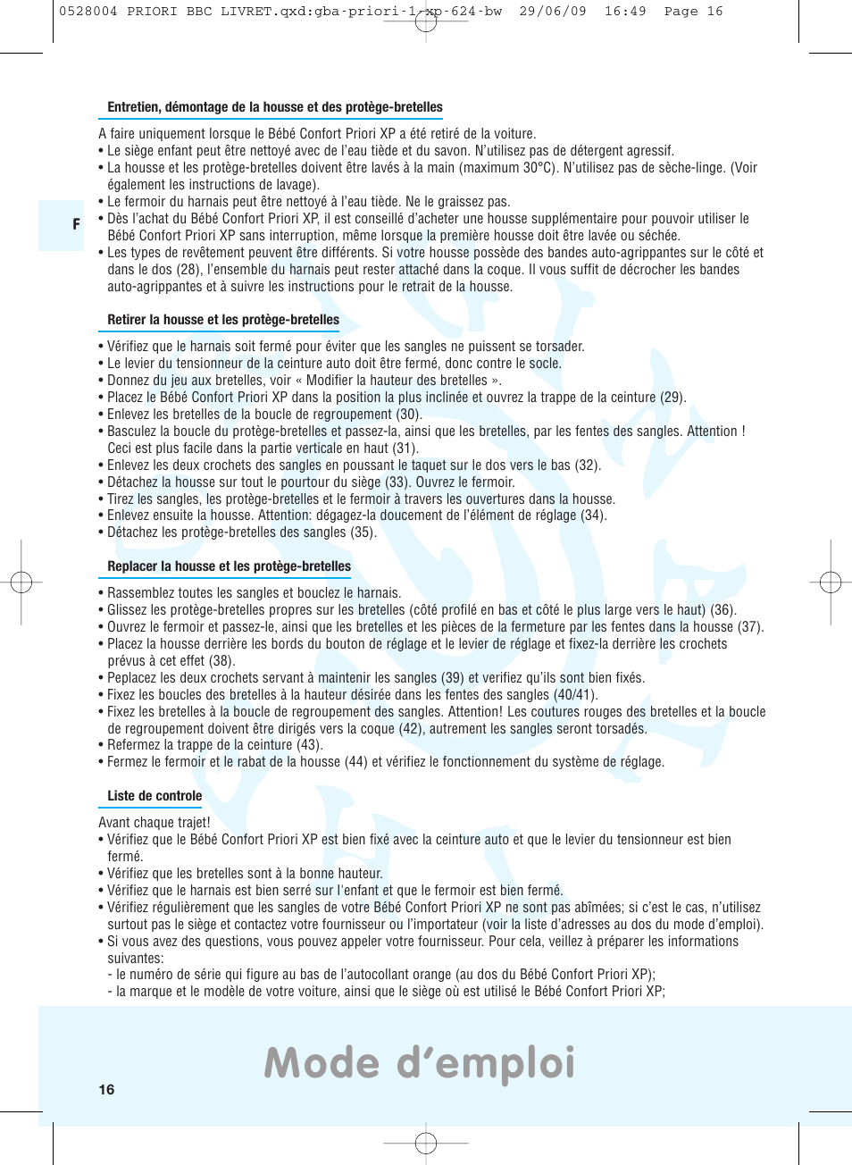 Mode d’emploi | Bebe Confort Priori XP User Manual | Page 12 / 42