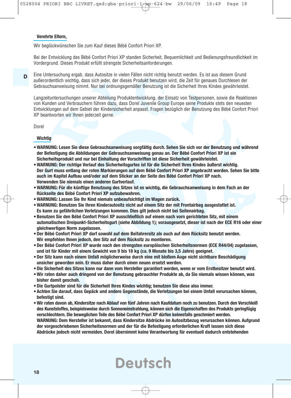 Deutsch | Bebe Confort Priori XP User Manual | Page 14 / 42