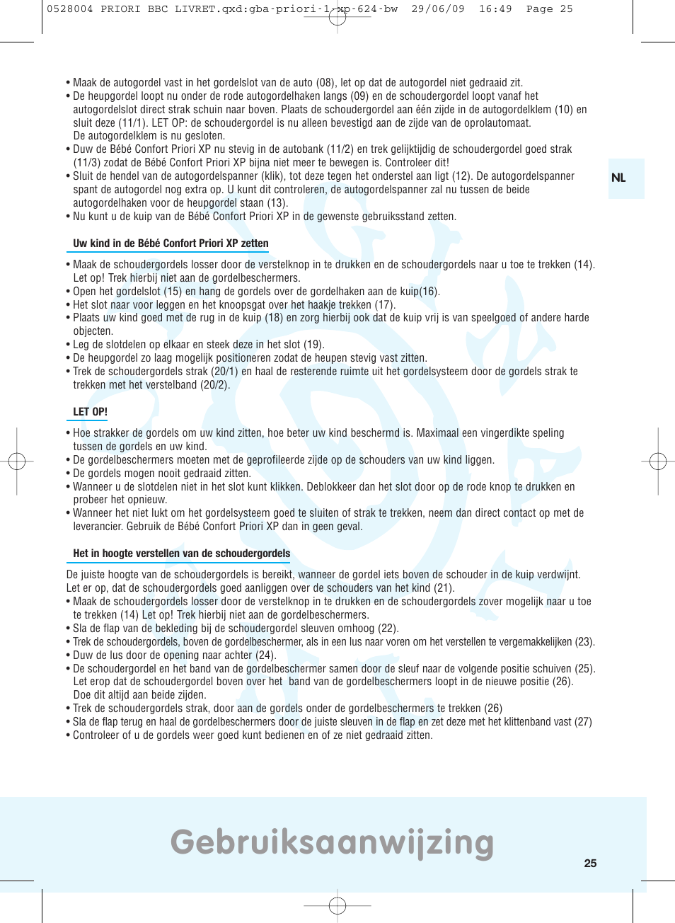 Gebruiksaanwijzing | Bebe Confort Priori XP User Manual | Page 21 / 42