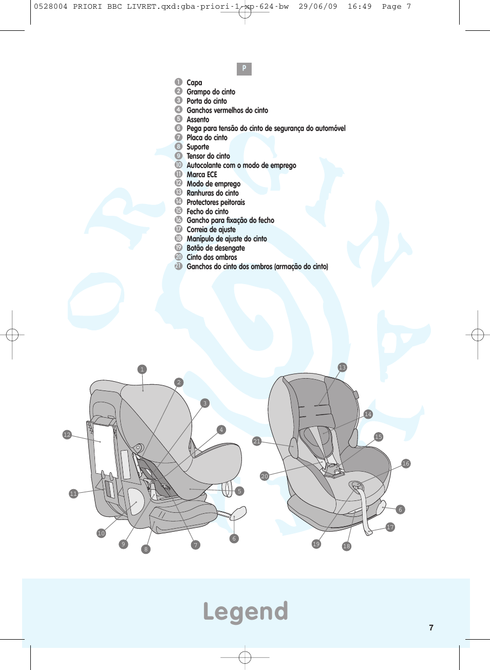 Legend | Bebe Confort Priori XP User Manual | Page 3 / 42