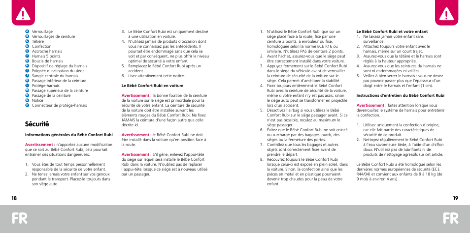 Sécurité | Bebe Confort Rubi User Manual | Page 10 / 35