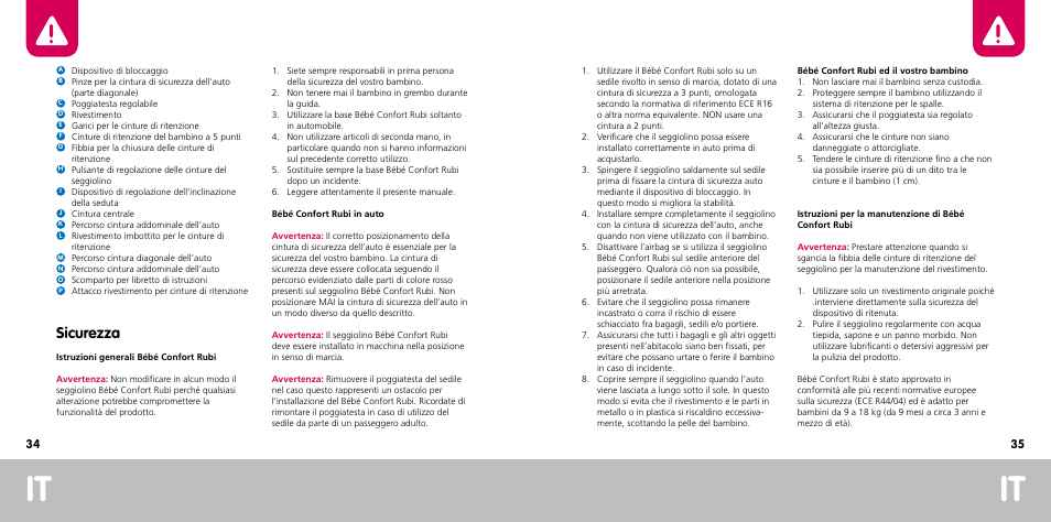 Sicurezza | Bebe Confort Rubi User Manual | Page 18 / 35