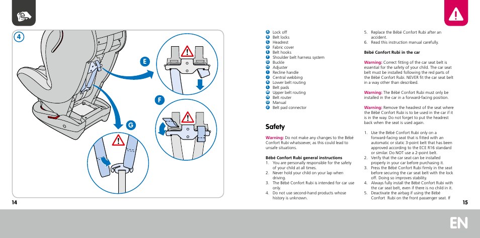 Safety, 4e f g | Bebe Confort Rubi User Manual | Page 8 / 35