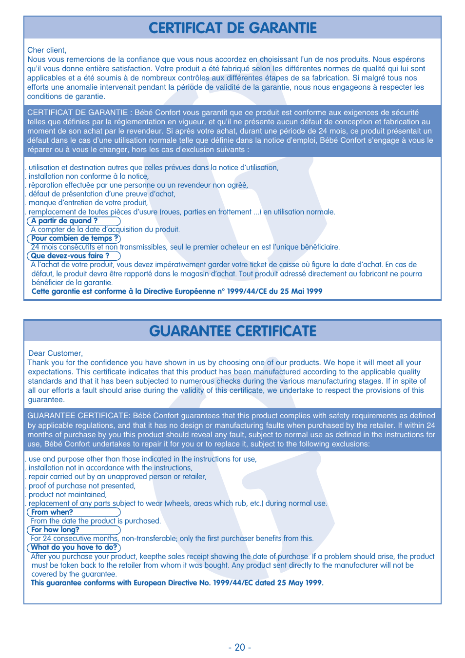Bebe Confort Trianos User Manual | Page 20 / 24