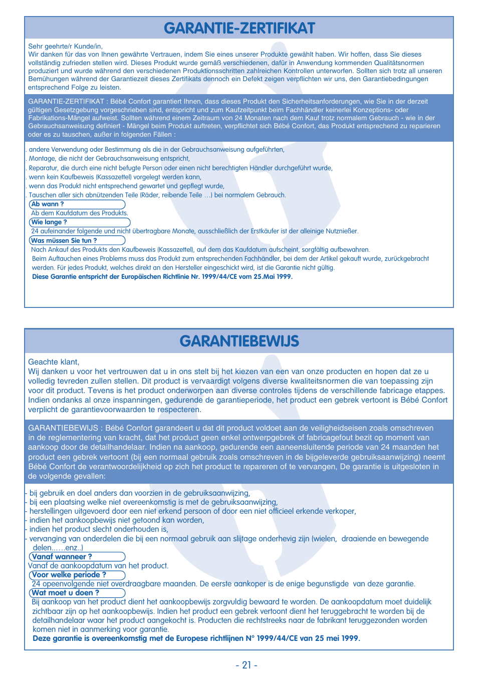 Bebe Confort Trianos User Manual | Page 21 / 24