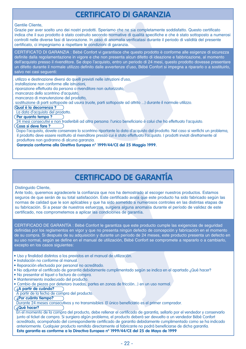 Bebe Confort Trianos User Manual | Page 22 / 24