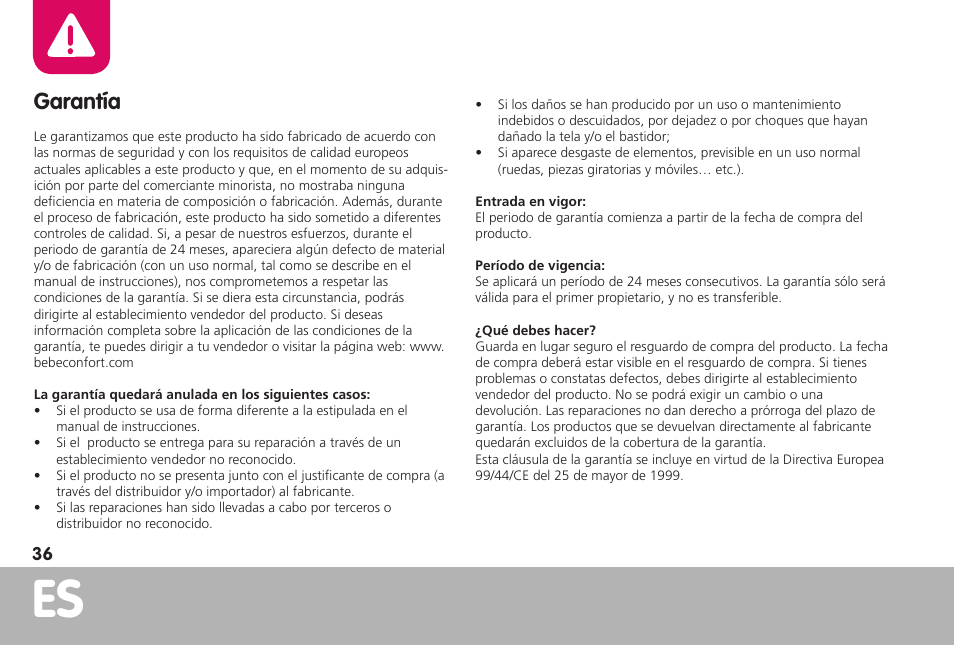 Garantía | Bebe Confort RodiFix User Manual | Page 36 / 70