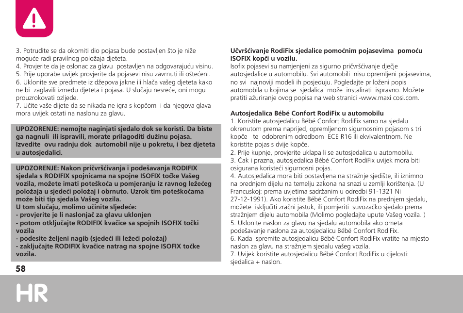 Nl hr | Bebe Confort RodiFix User Manual | Page 58 / 70