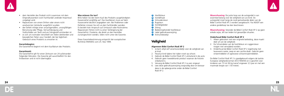 Veiligheid | Bebe Confort Rodi XP User Manual | Page 13 / 33