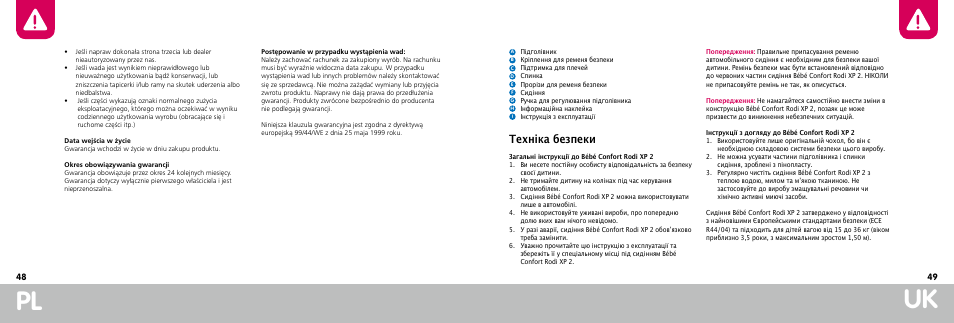 Uk pl, Техніка безпеки | Bebe Confort Rodi XP User Manual | Page 25 / 33
