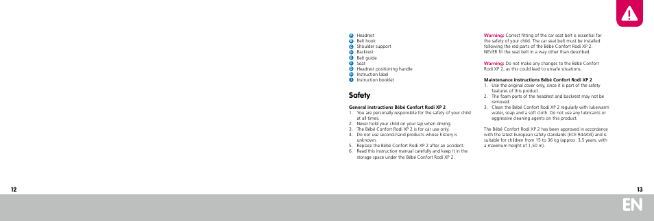Safety | Bebe Confort Rodi XP User Manual | Page 7 / 33