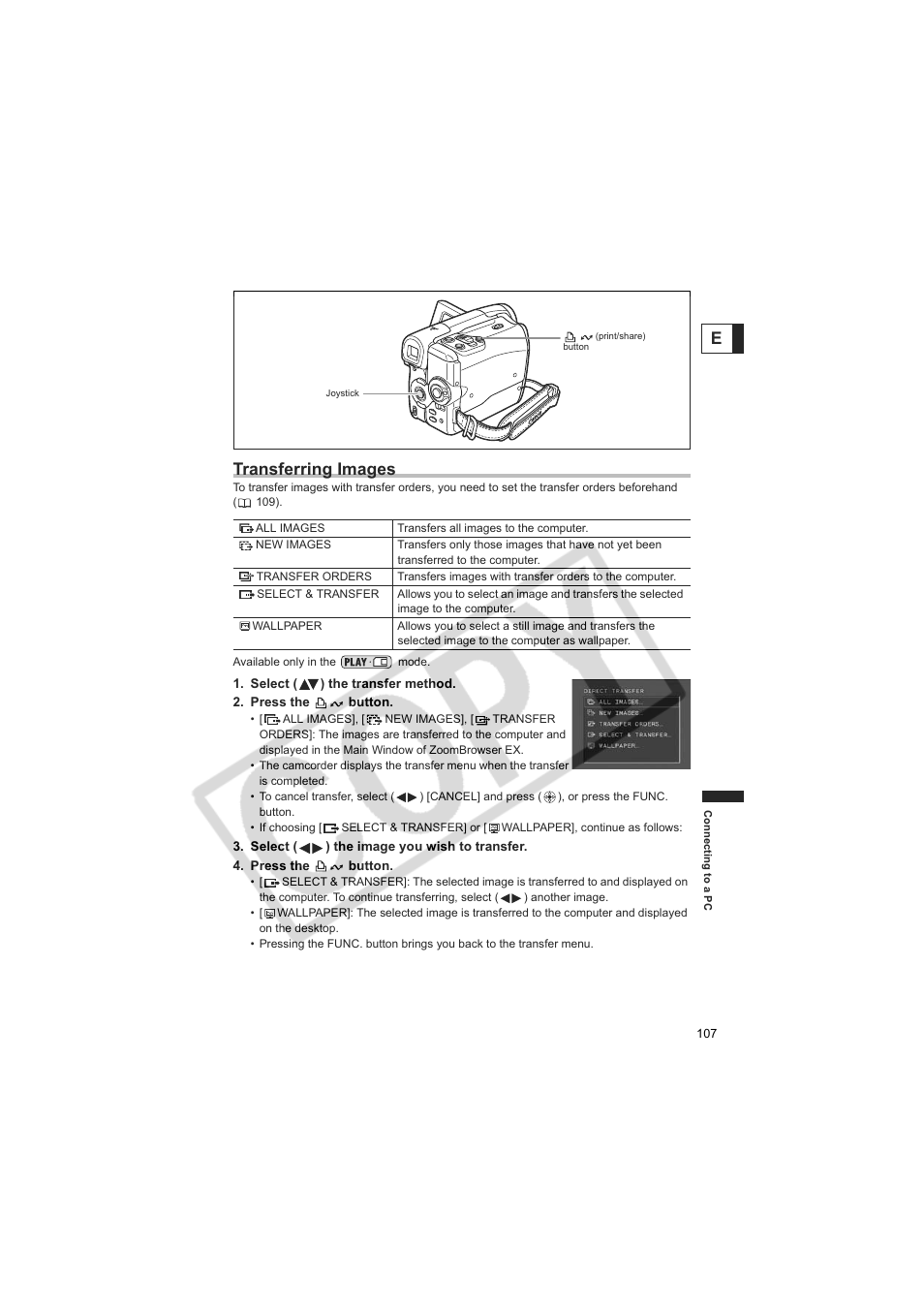 Etransferring images | Canon Elura 100 User Manual | Page 107 / 132