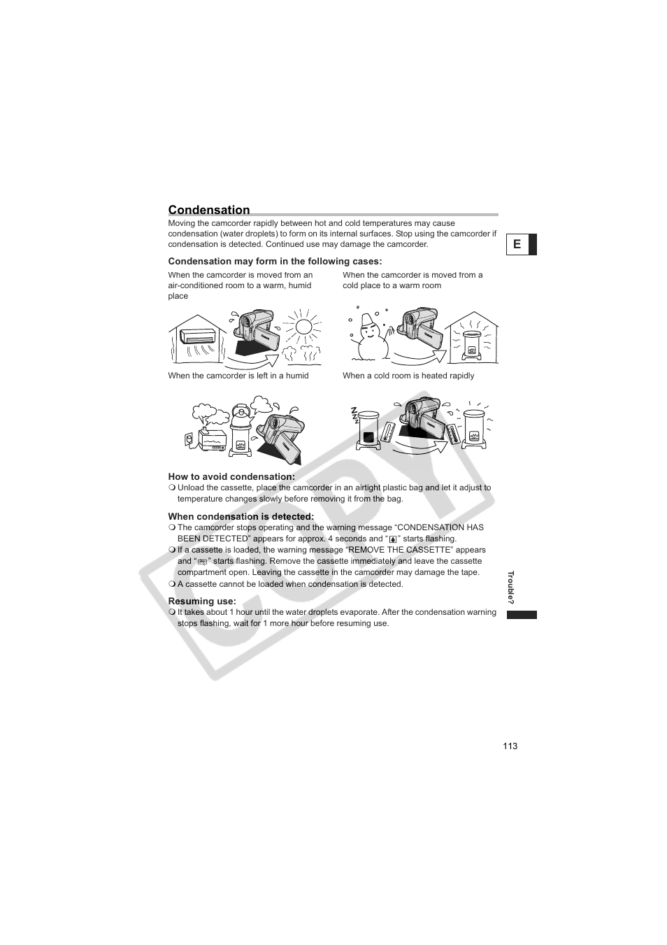 Econdensation | Canon Elura 100 User Manual | Page 113 / 132