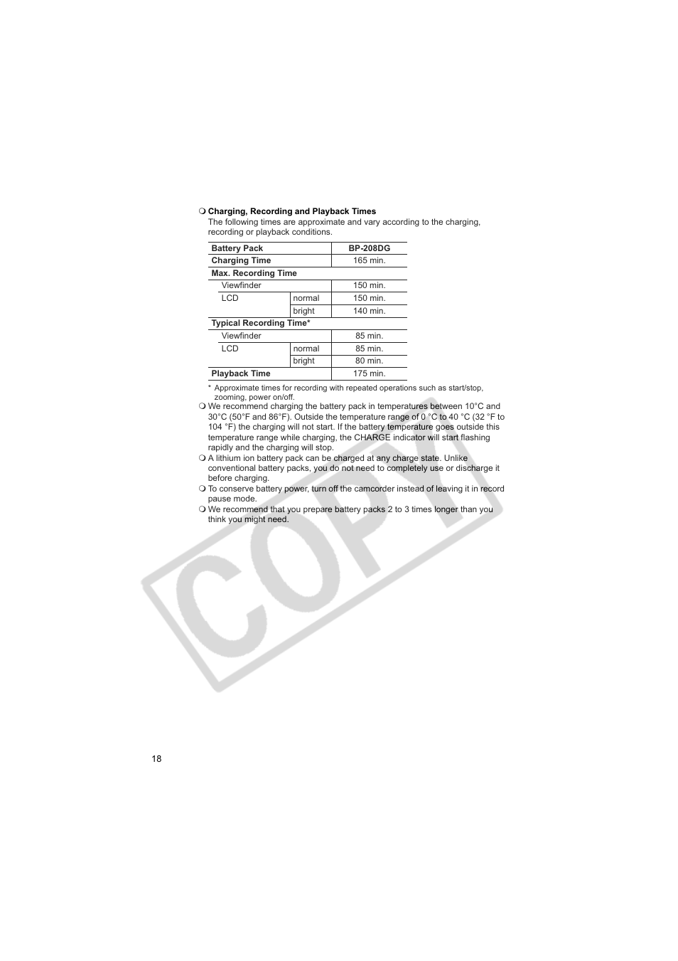 Canon Elura 100 User Manual | Page 18 / 132