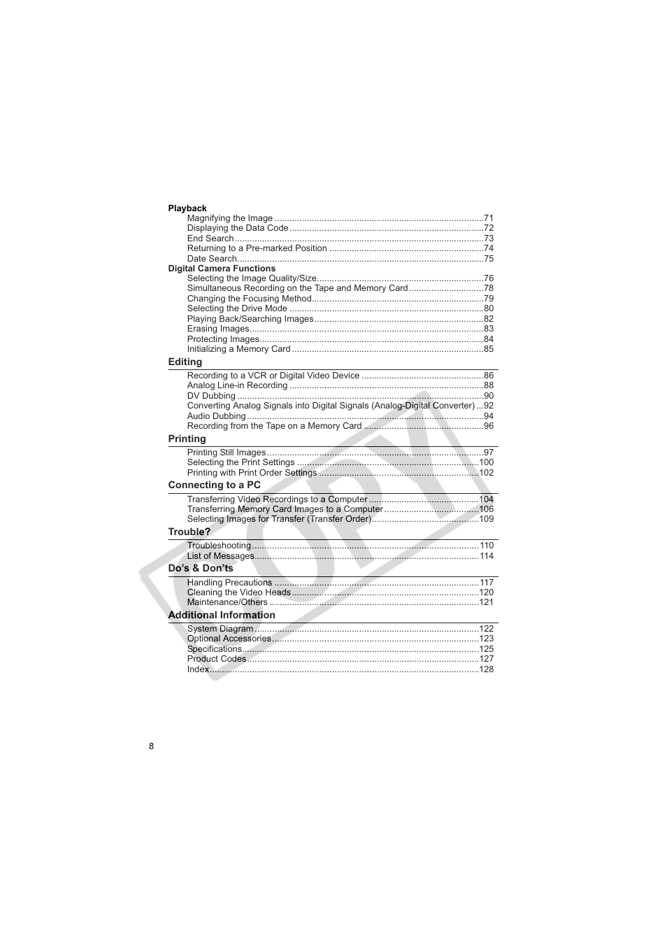 Canon Elura 100 User Manual | Page 8 / 132