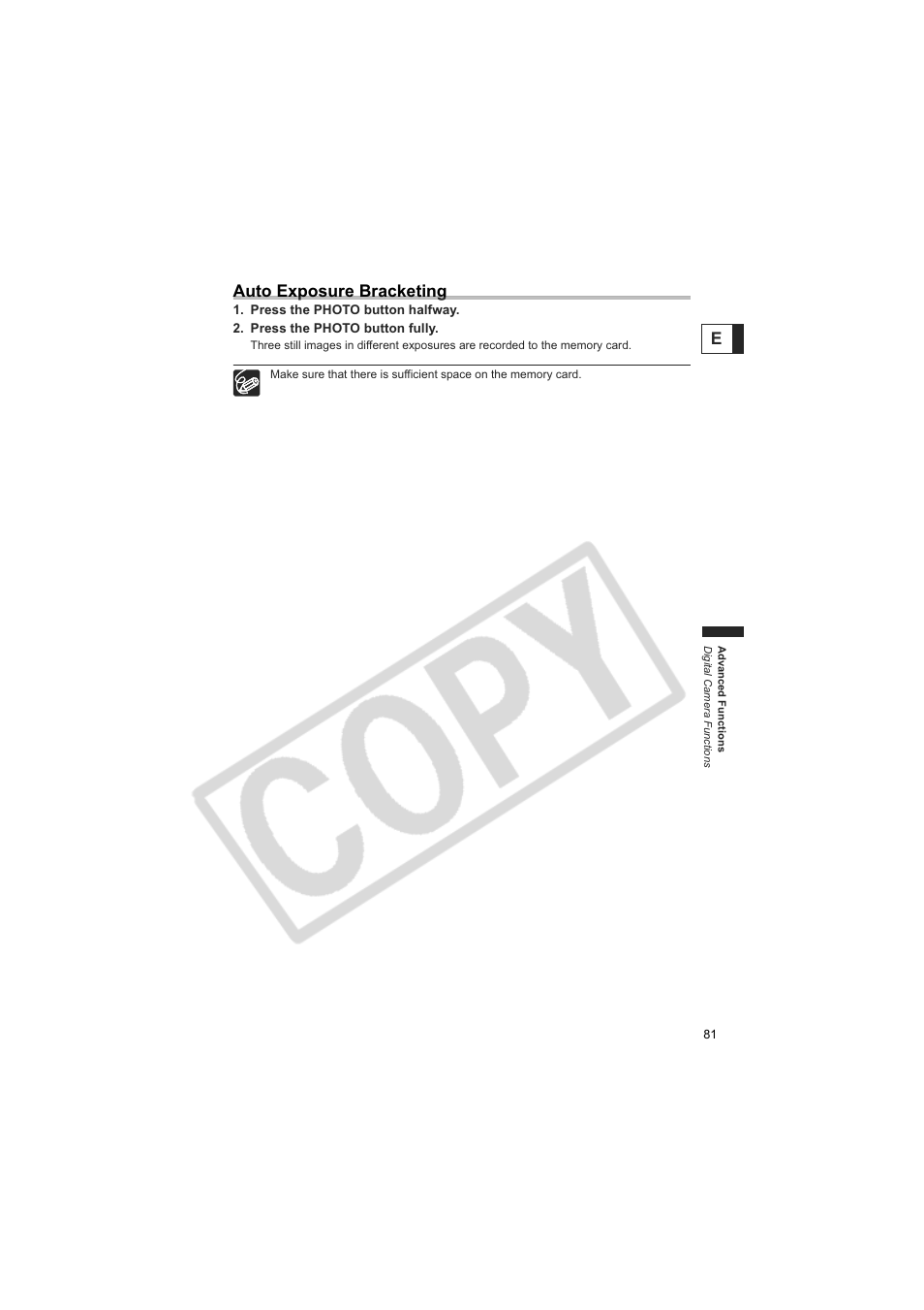 Eauto exposure bracketing | Canon Elura 100 User Manual | Page 81 / 132