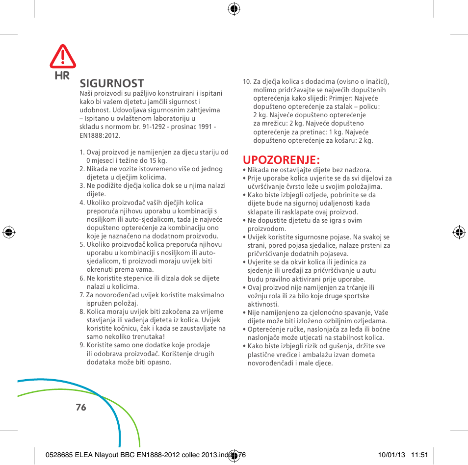 Hr sigurnost, Upozorenje | Bebe Confort Elea v.2 User Manual | Page 76 / 92