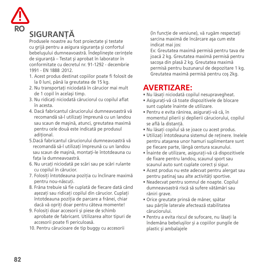 Siguranţă, Avertizare | Bebe Confort Streety 3 User Manual | Page 82 / 88