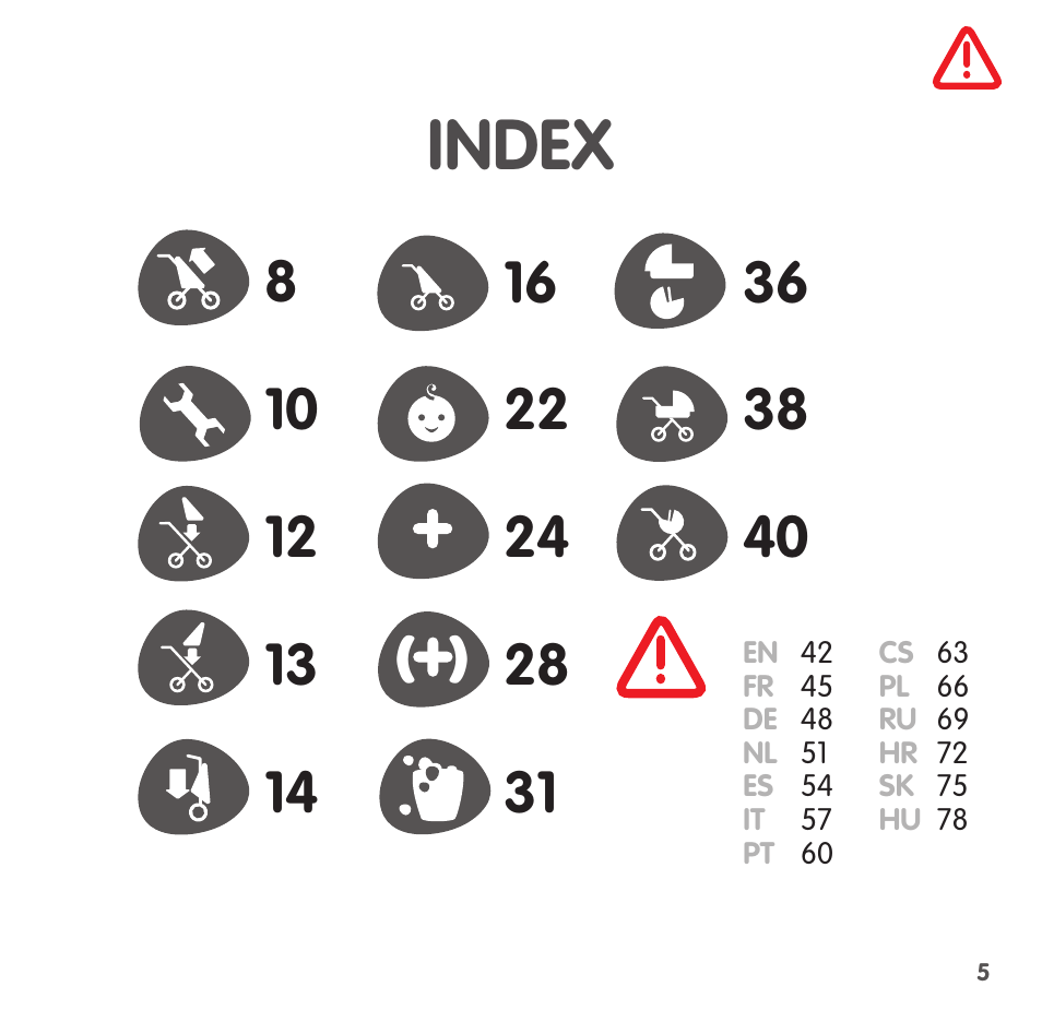 Index | Bebe Confort High Trek User Manual | Page 5 / 84