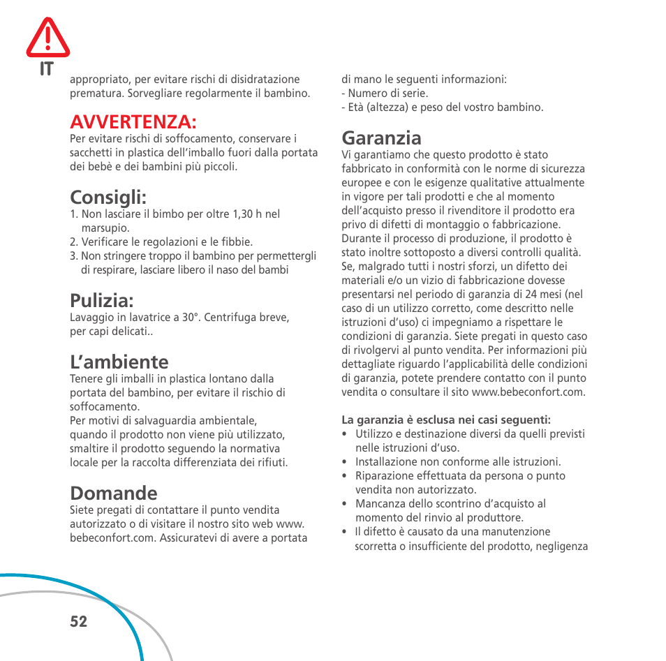 Bebe Confort Easia User Manual | Page 52 / 76