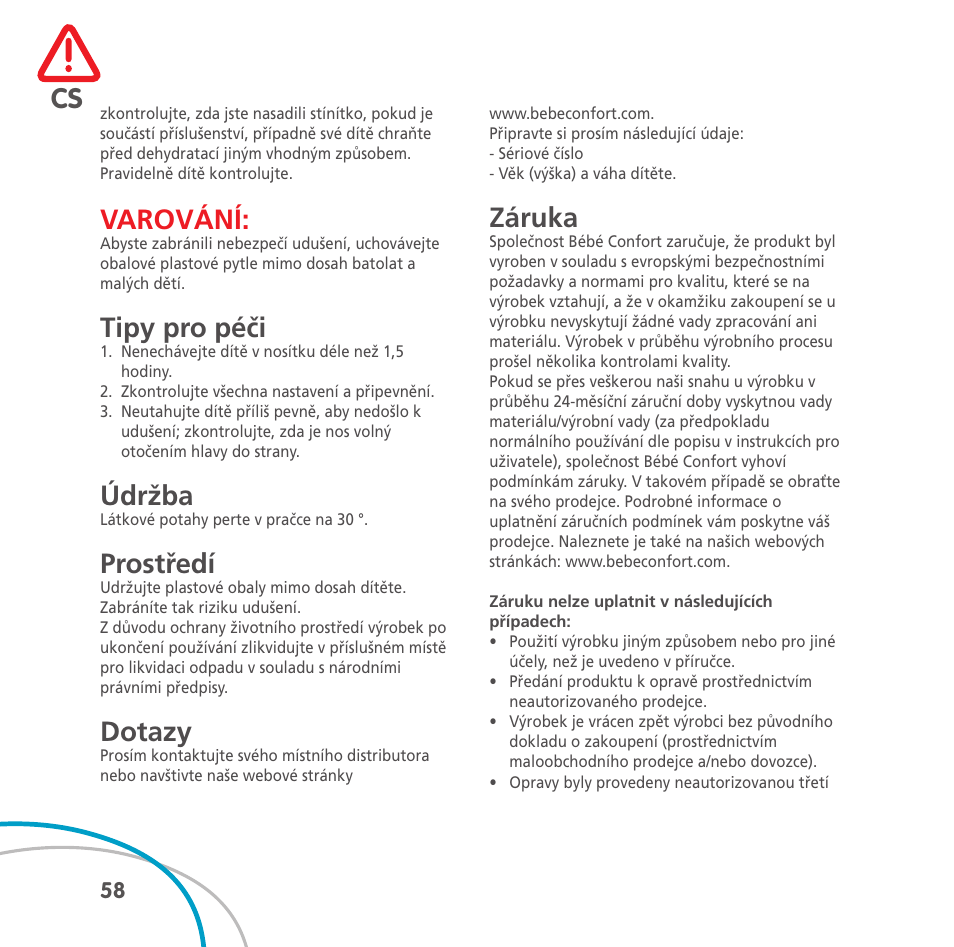 Bebe Confort Easia User Manual | Page 58 / 76