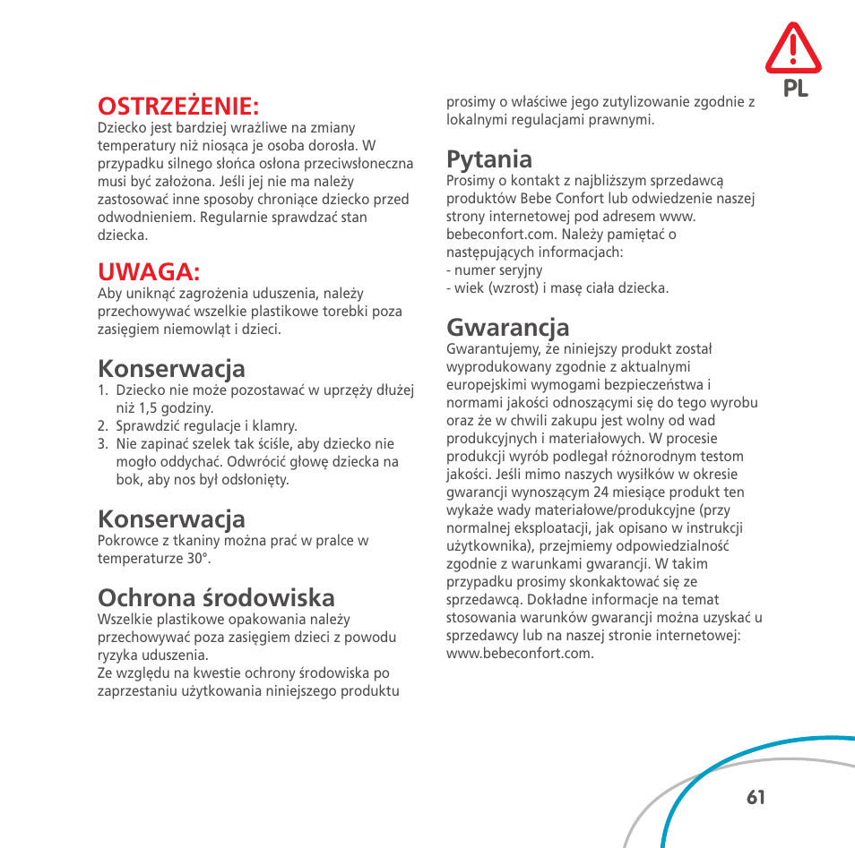 Bebe Confort Easia User Manual | Page 61 / 76