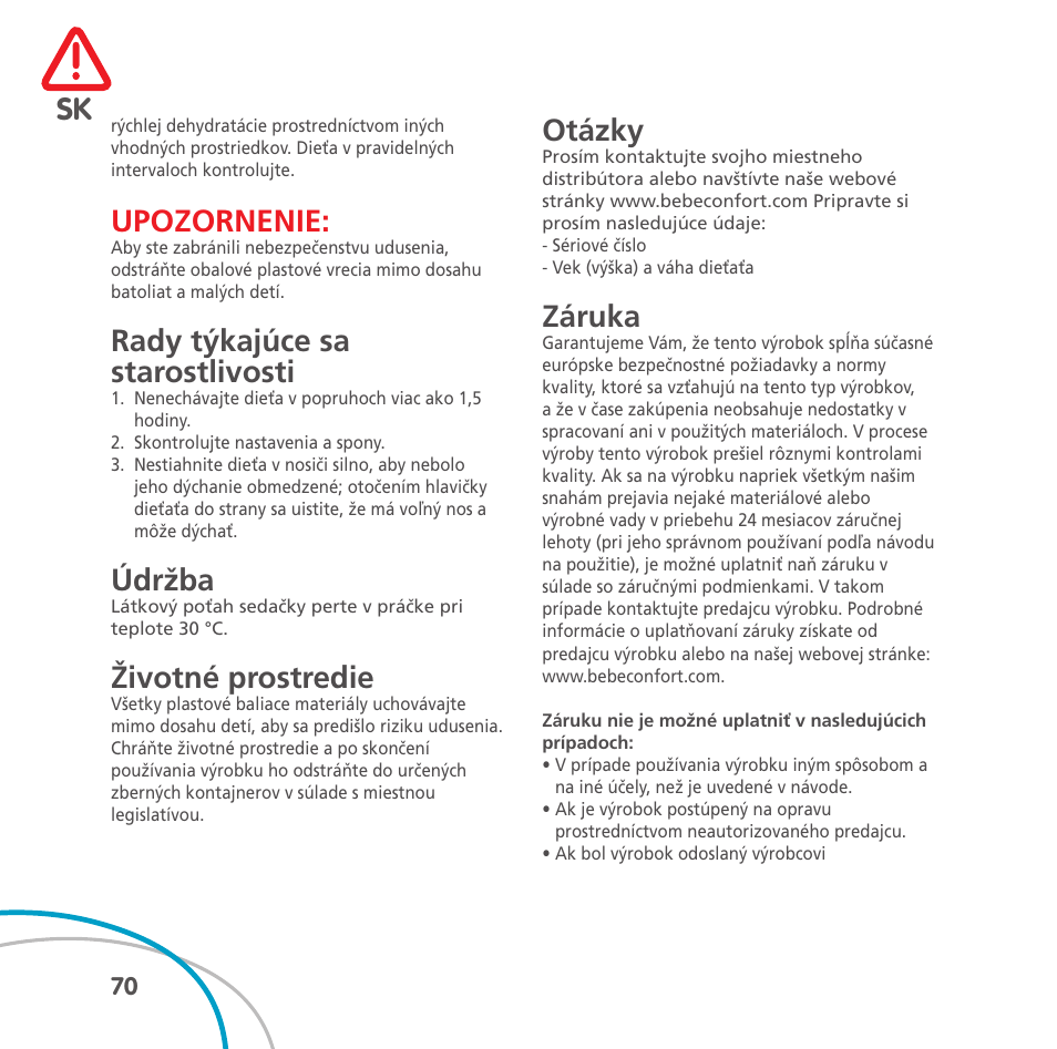 Bebe Confort Easia User Manual | Page 70 / 76