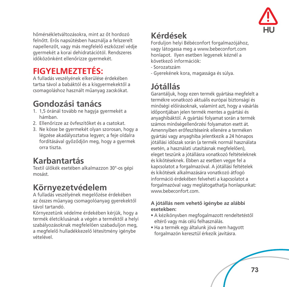 Bebe Confort Easia User Manual | Page 73 / 76
