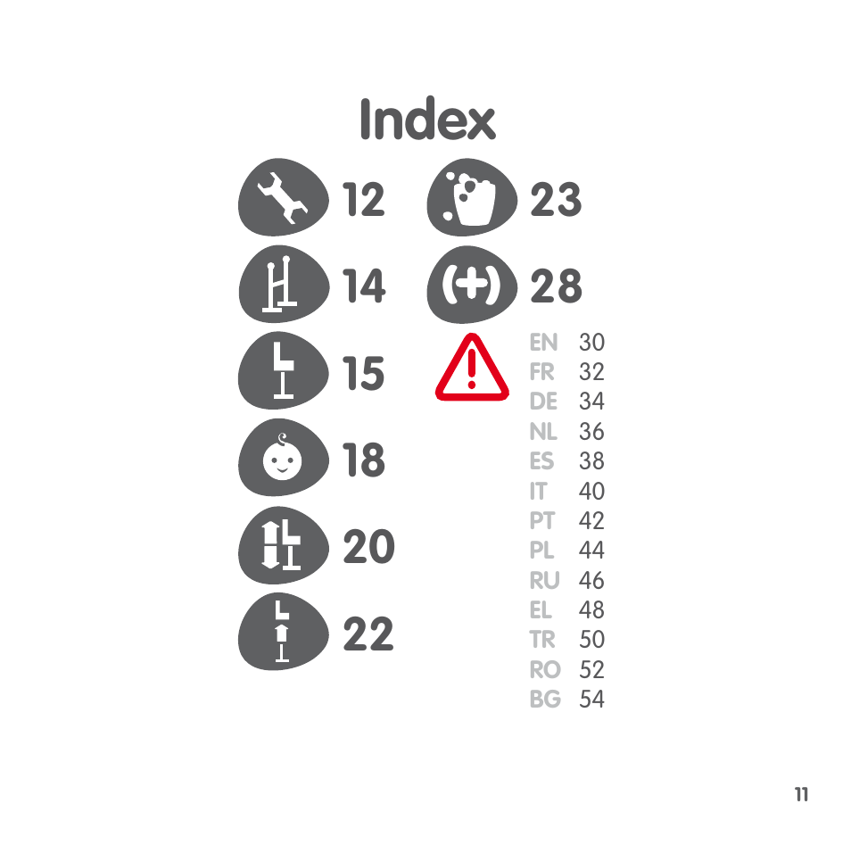 Index | Bebe Confort Keyo seat User Manual | Page 11 / 56