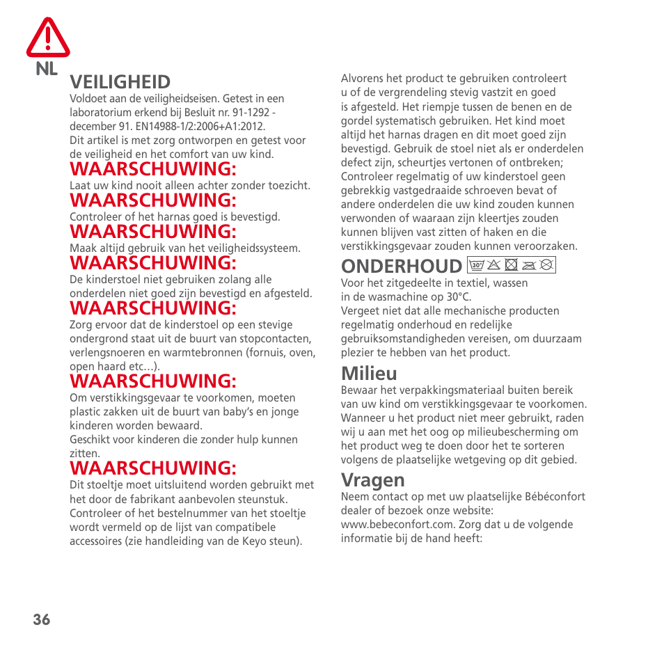 Bebe Confort Keyo seat User Manual | Page 36 / 56