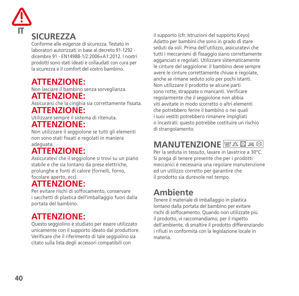 Bebe Confort Keyo seat User Manual | Page 40 / 56