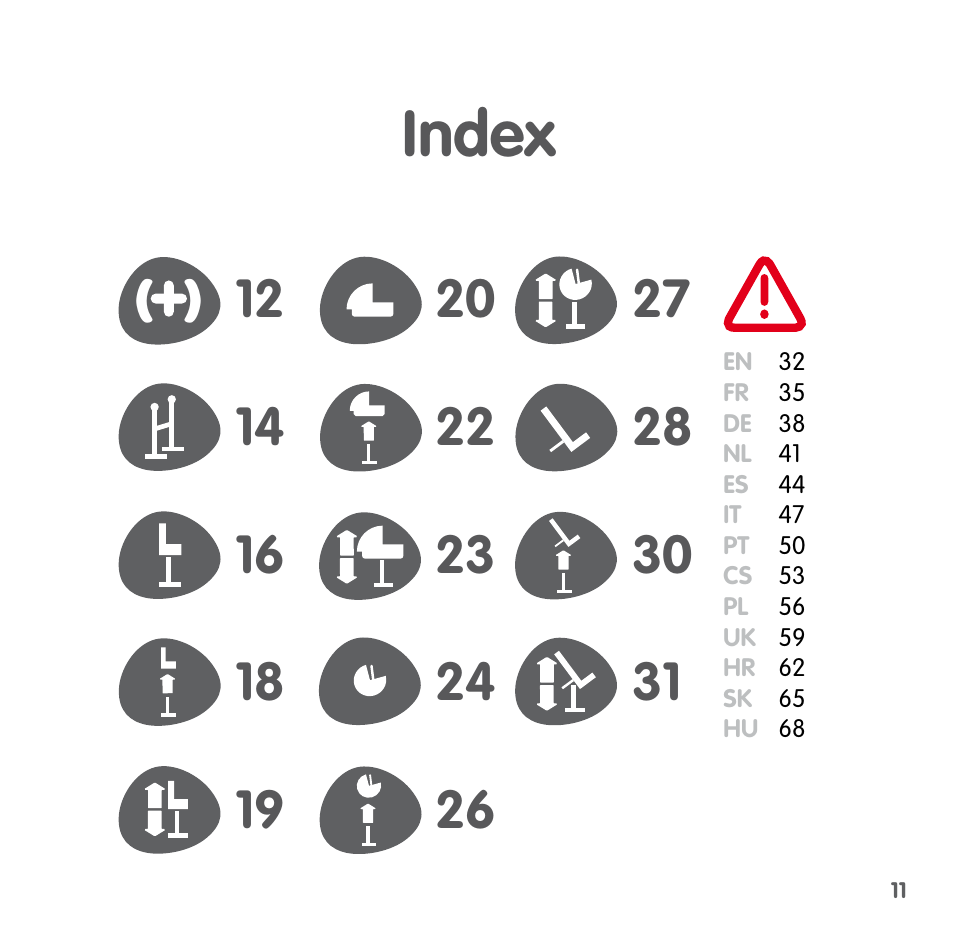 Index | Bebe Confort Keyo stand User Manual | Page 11 / 64