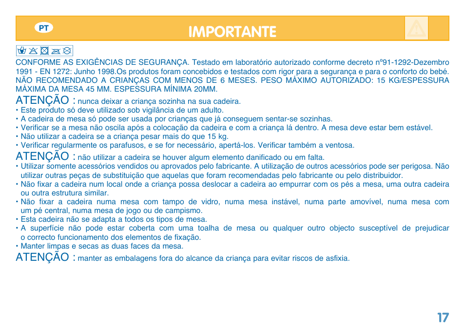 Importante, Atenção | Bebe Confort Reflex User Manual | Page 17 / 28