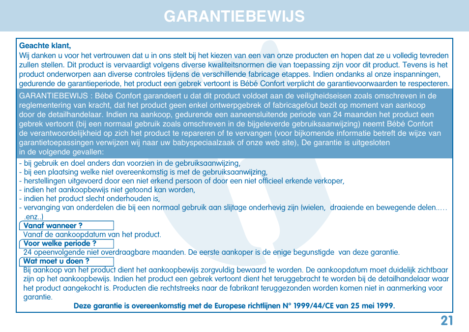 Bebe Confort Reflex User Manual | Page 21 / 28
