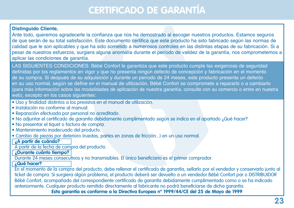 Bebe Confort Reflex User Manual | Page 23 / 28