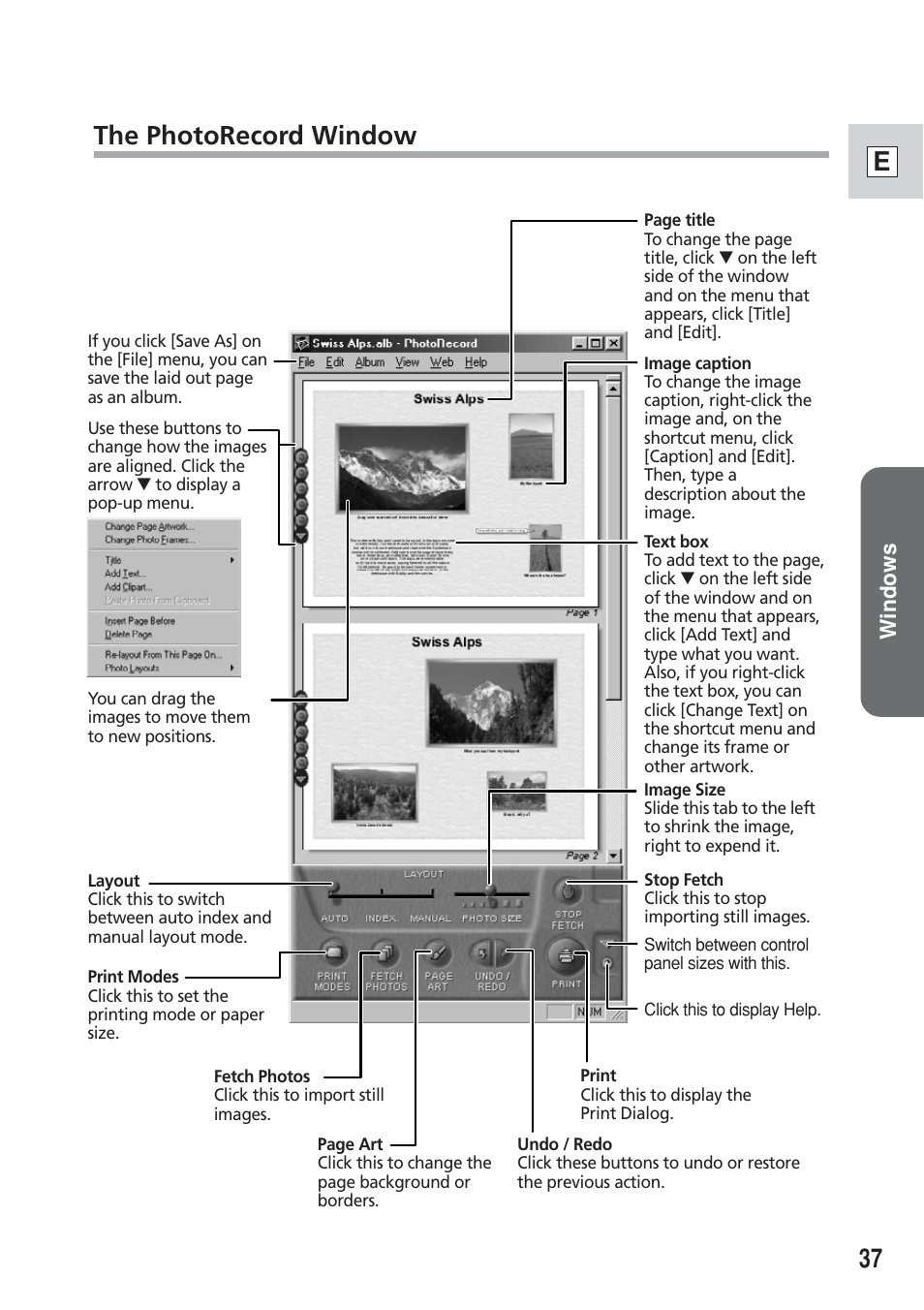 The photorecord window | Canon DIM-521A User Manual | Page 37 / 100