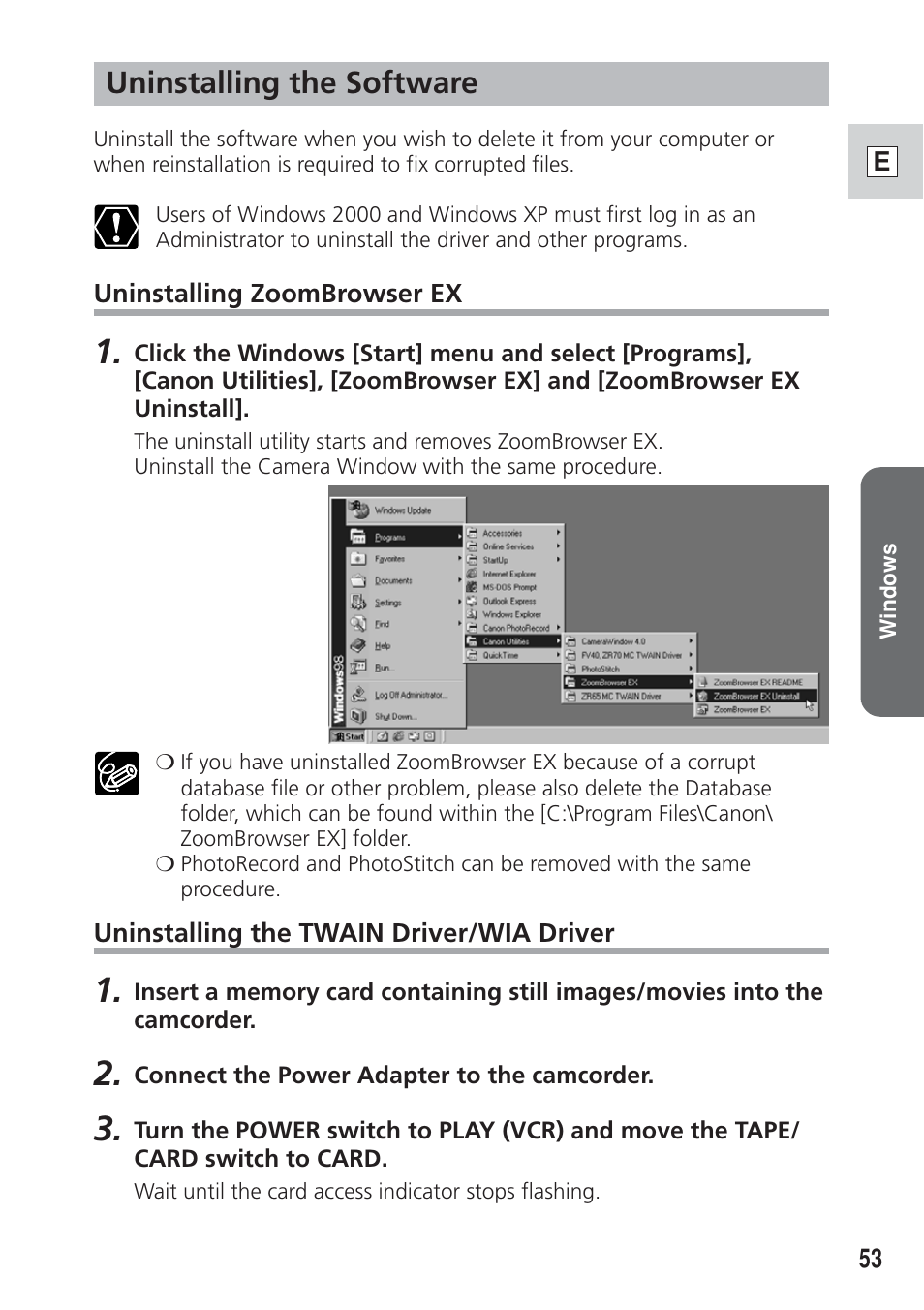 Uninstalling the software | Canon DIM-521A User Manual | Page 53 / 100
