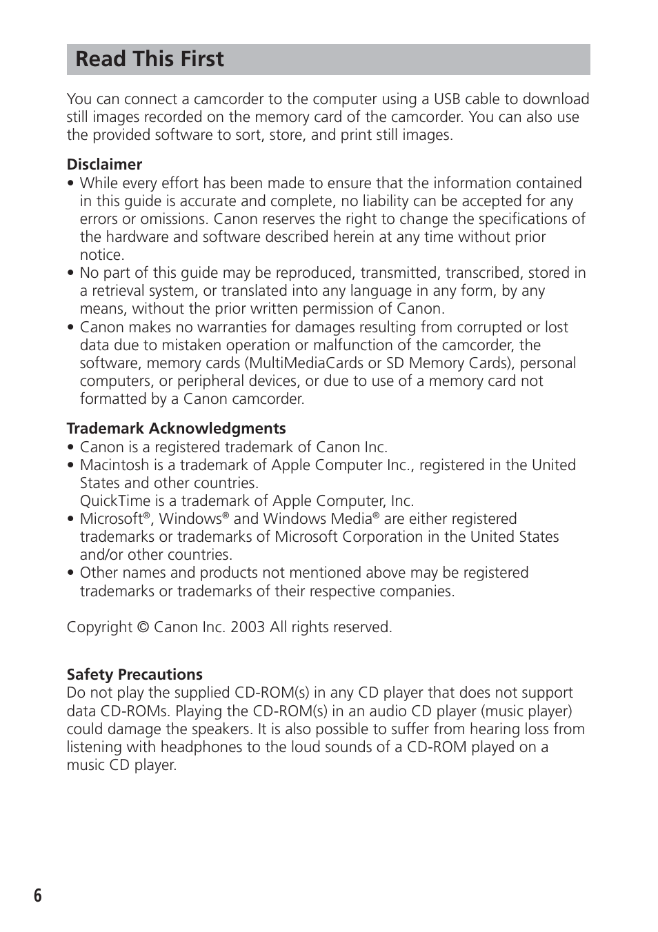 Read this first | Canon DIM-521A User Manual | Page 6 / 100