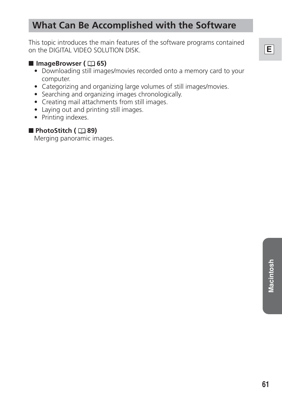 What can be accomplished with the software | Canon DIM-521A User Manual | Page 61 / 100