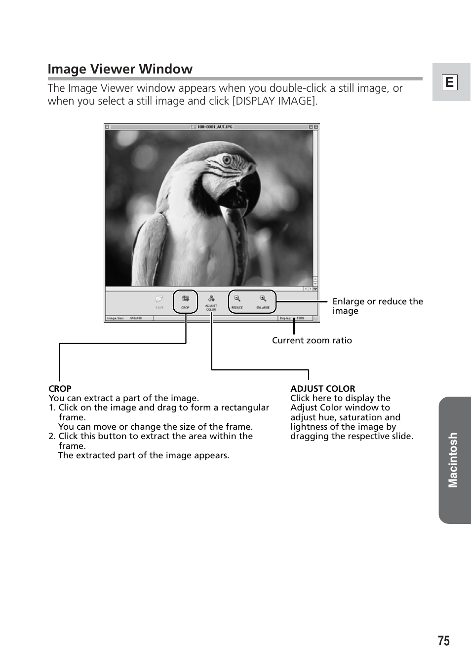 75 e, Image viewer window | Canon DIM-521A User Manual | Page 75 / 100
