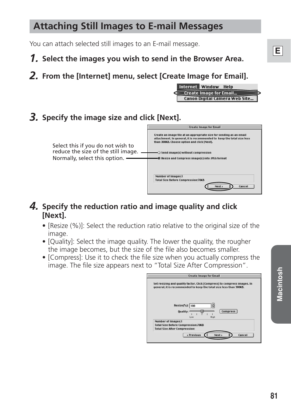 Attaching still images to e-mail messages | Canon DIM-521A User Manual | Page 81 / 100